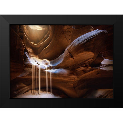 Antelope Waterfall Black Modern Wood Framed Art Print by Pablo De, Juan