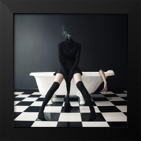 Missing Lullaby Black Modern Wood Framed Art Print by Hardibudi