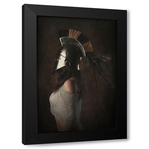 Lady Knight Black Modern Wood Framed Art Print by Kayen-Mouthaan, Carola