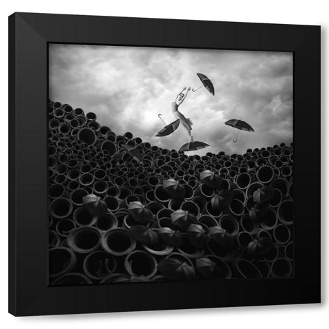 Missing Serenade Black Modern Wood Framed Art Print by Hardibudi