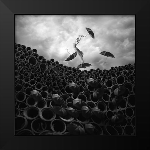 Missing Serenade Black Modern Wood Framed Art Print by Hardibudi