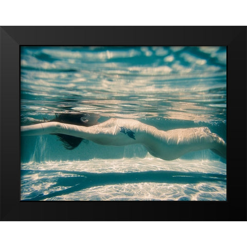 Fox Under Water Black Modern Wood Framed Art Print by Brackstone, Mel