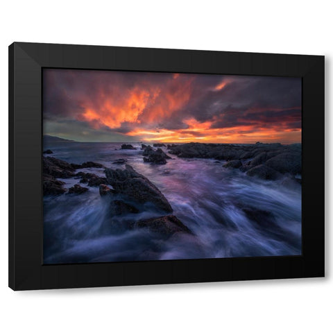 Burning Sky Black Modern Wood Framed Art Print by Zhang, Yan