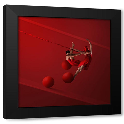 Strength And Harmony Black Modern Wood Framed Art Print with Double Matting by Hardibudi