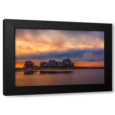 Sunset At Plougrescant Black Modern Wood Framed Art Print by Traverso, Alessandro