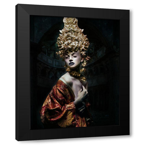 Aiko Black Modern Wood Framed Art Print with Double Matting by Siegart