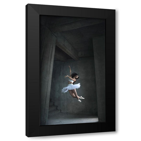 Flying Dance Black Modern Wood Framed Art Print by Kisworo, Sebastian
