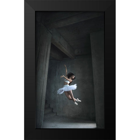 Flying Dance Black Modern Wood Framed Art Print by Kisworo, Sebastian