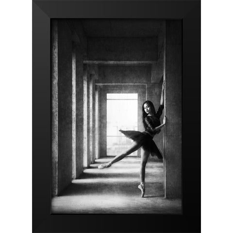 Dinka Black Modern Wood Framed Art Print by Kisworo, Sebastian