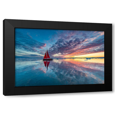 Greenland Fire Sky Black Modern Wood Framed Art Print with Double Matting by Pelissier, Marc