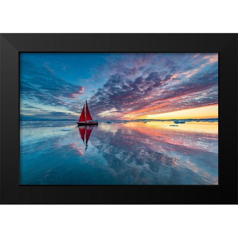 Greenland Fire Sky Black Modern Wood Framed Art Print by Pelissier, Marc