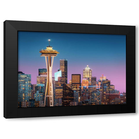 Pink Seattle. Black Modern Wood Framed Art Print by Pablo De, Juan
