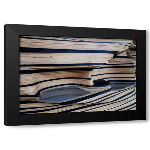 Abstract Mountain Landscape Black Modern Wood Framed Art Print with Double Matting by Van Maastricht, Henk