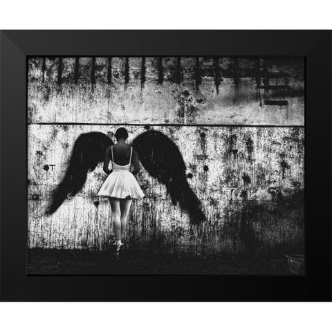 N/T Black Modern Wood Framed Art Print by Medeiros, Paulo