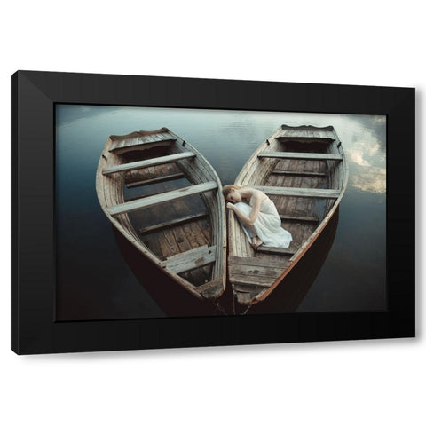 Boats Black Modern Wood Framed Art Print with Double Matting by Gorecka, Dorota