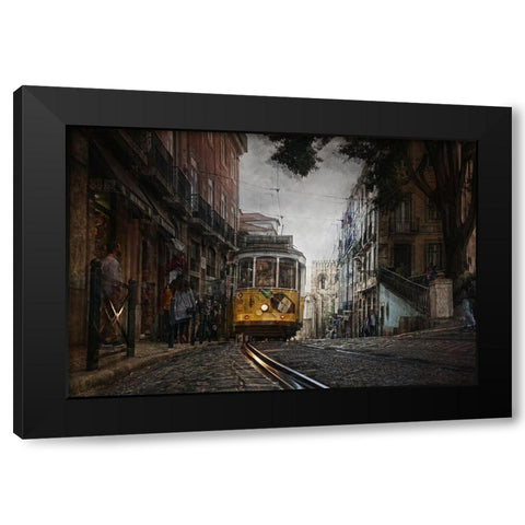 The Exciting Lisbon Black Modern Wood Framed Art Print with Double Matting by C. Lobato, Jose