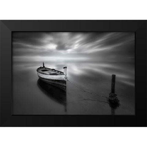 The Boat Ii Black Modern Wood Framed Art Print by Guerola, Joaquin