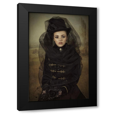 English Lady Black Modern Wood Framed Art Print by Kayen-Mouthaan, Carola