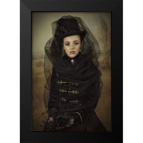 English Lady Black Modern Wood Framed Art Print by Kayen-Mouthaan, Carola