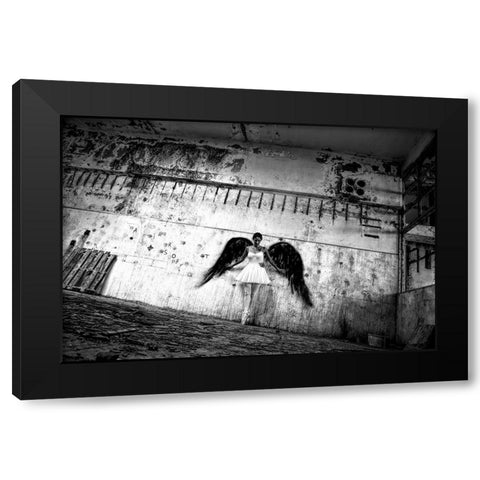 N/T Black Modern Wood Framed Art Print by Medeiros, Paulo