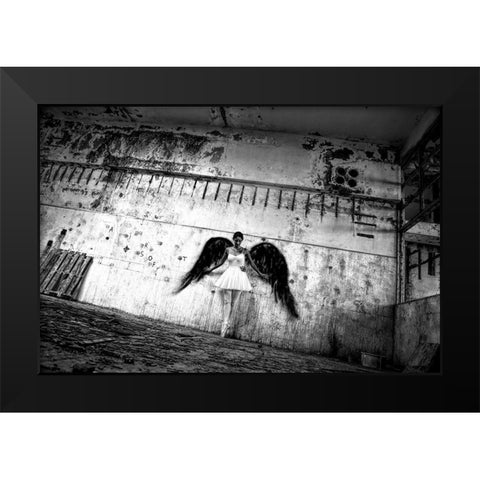 N/T Black Modern Wood Framed Art Print by Medeiros, Paulo