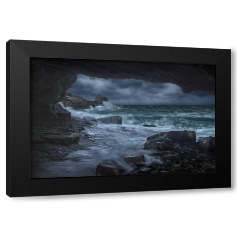 Byrons Cave Black Modern Wood Framed Art Print with Double Matting by Lazzarotti, Paolo