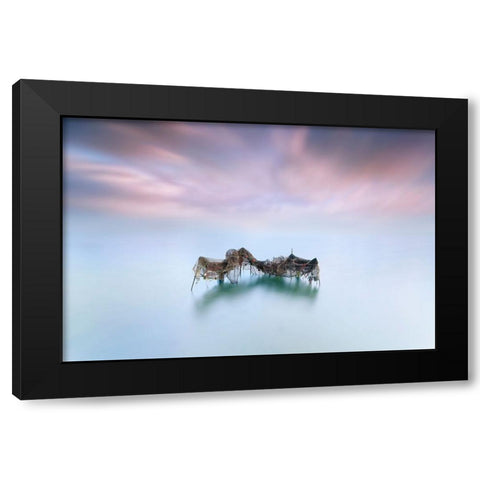 Netfish Black Modern Wood Framed Art Print by Guerola, Joaquin