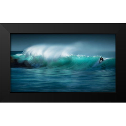 Riding The Wave Black Modern Wood Framed Art Print by Lazzarotti, Paolo