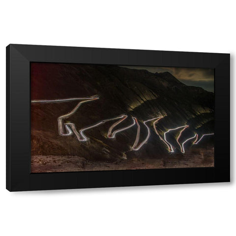 Passo Dello Stelvio Black Modern Wood Framed Art Print with Double Matting by Caleffi, Emanuele
