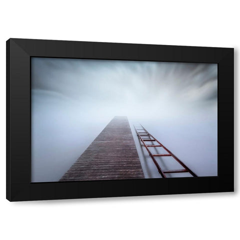 Pier And Rail Black Modern Wood Framed Art Print with Double Matting by Guerola, Joaquin
