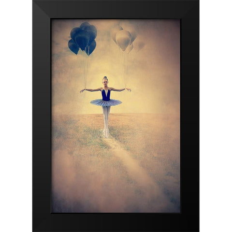Balance Of Life Black Modern Wood Framed Art Print by Lia, Adela