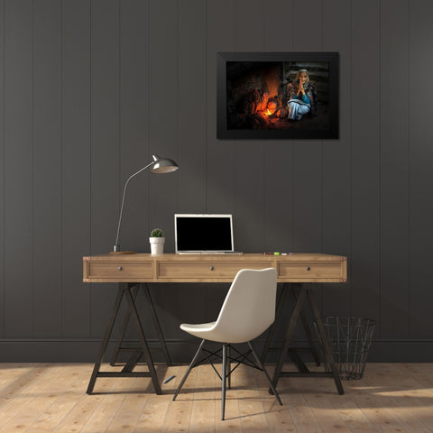 Gratitude Black Modern Wood Framed Art Print by Khataw, Ali