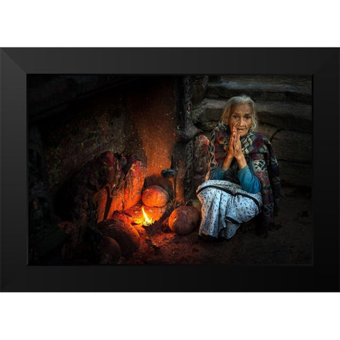 Gratitude Black Modern Wood Framed Art Print by Khataw, Ali