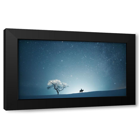 A Starry Night Black Modern Wood Framed Art Print with Double Matting by Z, Bingo
