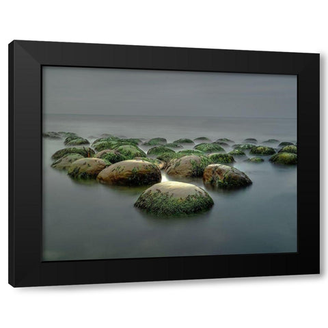 Bowling Ball Beach Black Modern Wood Framed Art Print by W. Chen, Janice