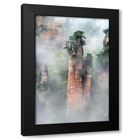 Zhangjiajie Black Modern Wood Framed Art Print with Double Matting by Zhu, Hua