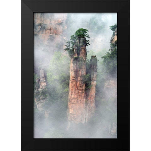 Zhangjiajie Black Modern Wood Framed Art Print by Zhu, Hua