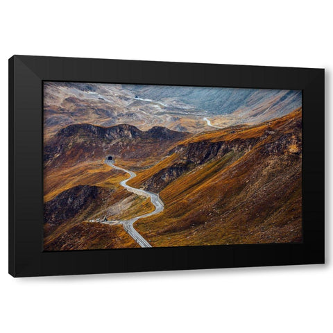 Road Black Modern Wood Framed Art Print with Double Matting by Beata, Angyalosi
