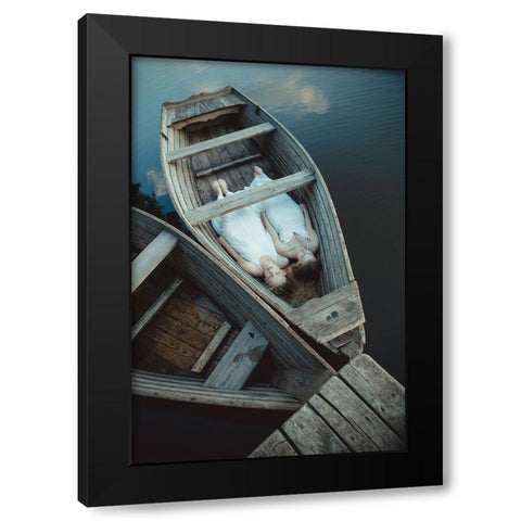 Boats Black Modern Wood Framed Art Print by Gorecka, Dorota