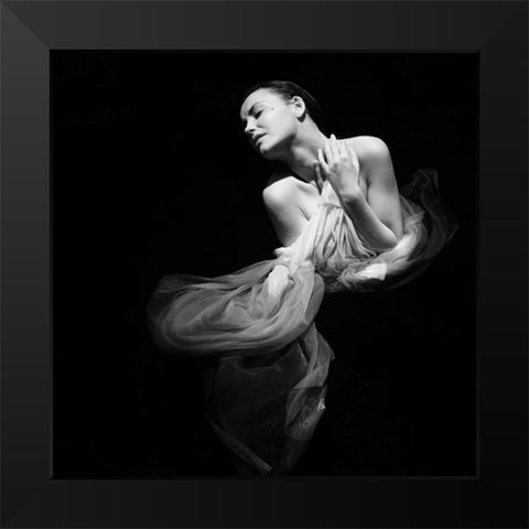 Mermaid Black Modern Wood Framed Art Print by Brackstone, Mel