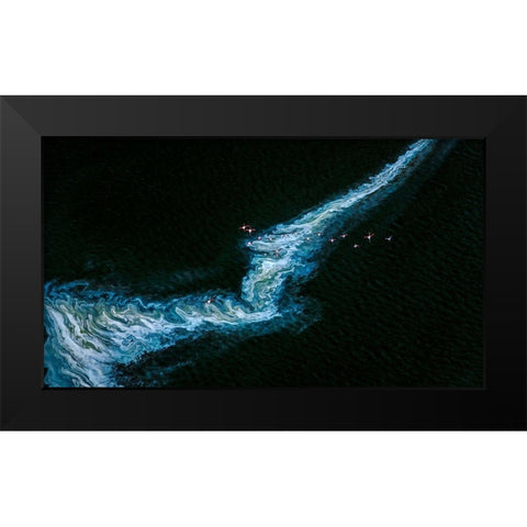 Dances With Waves Black Modern Wood Framed Art Print by J. Chen, John