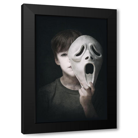 Behind The Mask Black Modern Wood Framed Art Print with Double Matting by Gibney, Paul