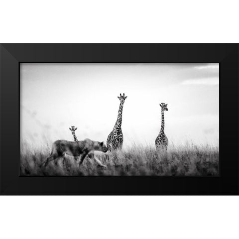 Watching Tower Black Modern Wood Framed Art Print by Alfraid, Husain