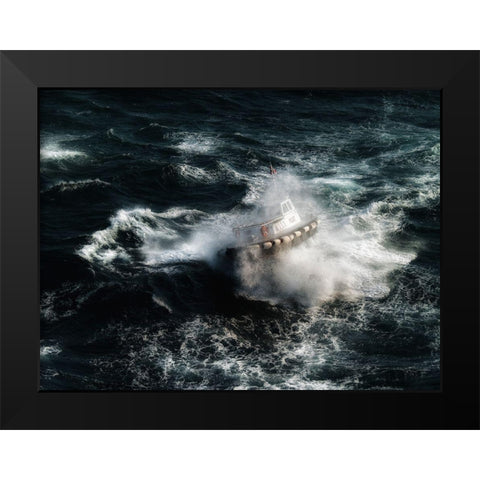 The Boat In The Tempest Black Modern Wood Framed Art Print by Mazalrey, Alain