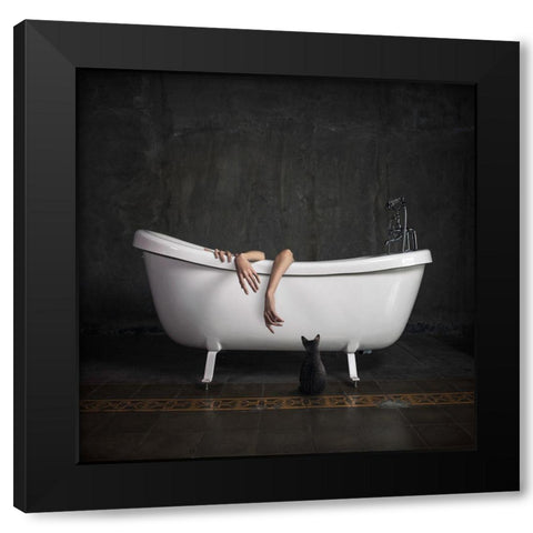 Bathroom Stories I Black Modern Wood Framed Art Print with Double Matting by Hardibudi