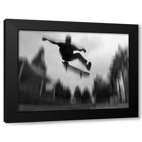 High Jump Black Modern Wood Framed Art Print by Bunjamin, Antonyus