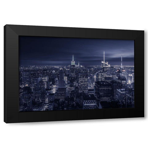 Blue City Black Modern Wood Framed Art Print by Ruiz Dueso, Jorge