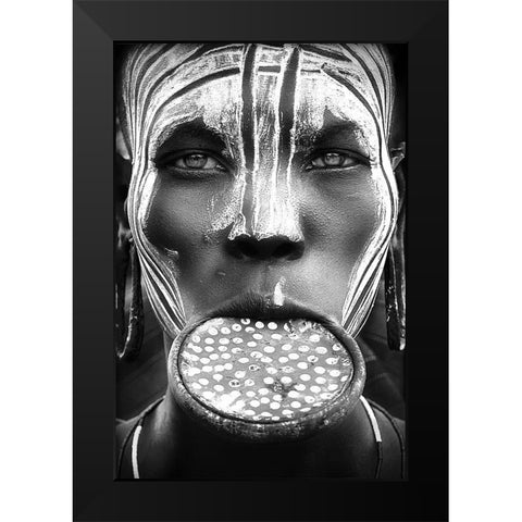 Tribal Beauty - Ethiopia-Mursi People Black Modern Wood Framed Art Print by Pandolfini, Sergio