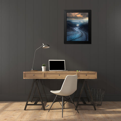 Snake Glacier Black Modern Wood Framed Art Print by S. Chia, James