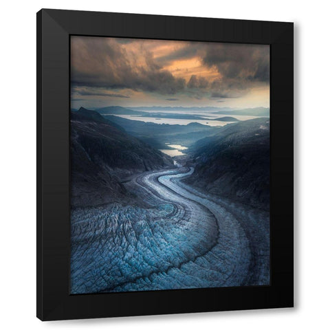 Snake Glacier Black Modern Wood Framed Art Print by S. Chia, James